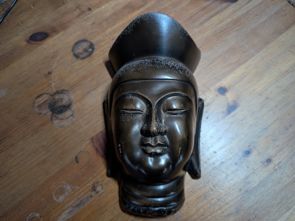 Buddha Mask Kannon Bronze Wall Hanging Made in Japan W4