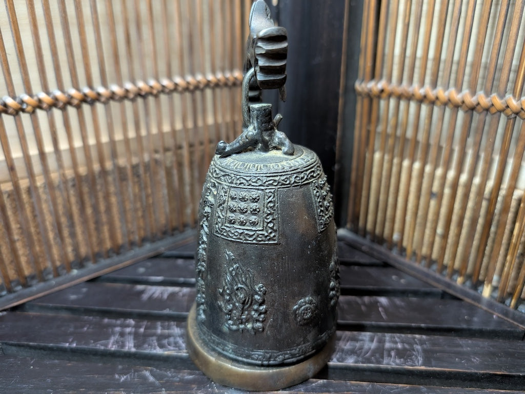 Buddhist Bell Japanese Dragon Bronze Art Made in Japan V7