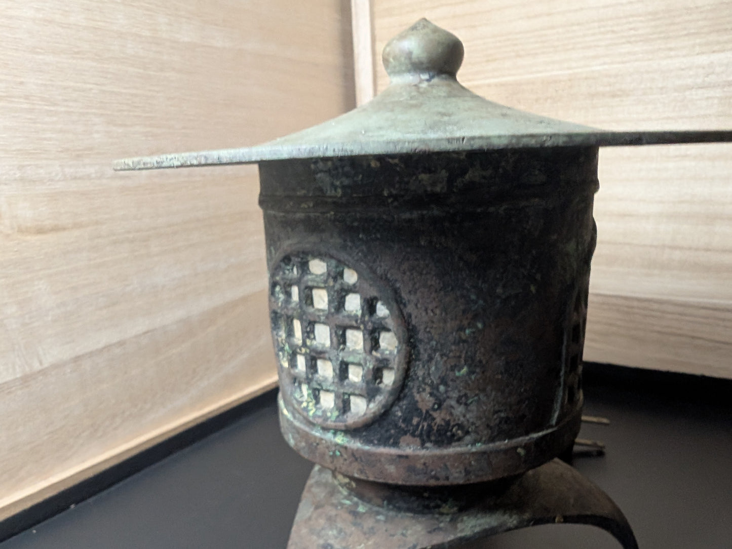 Antique Japanese 1950s copper lantern TORO Collectable Lamp Garden Decor Made in Japan D8