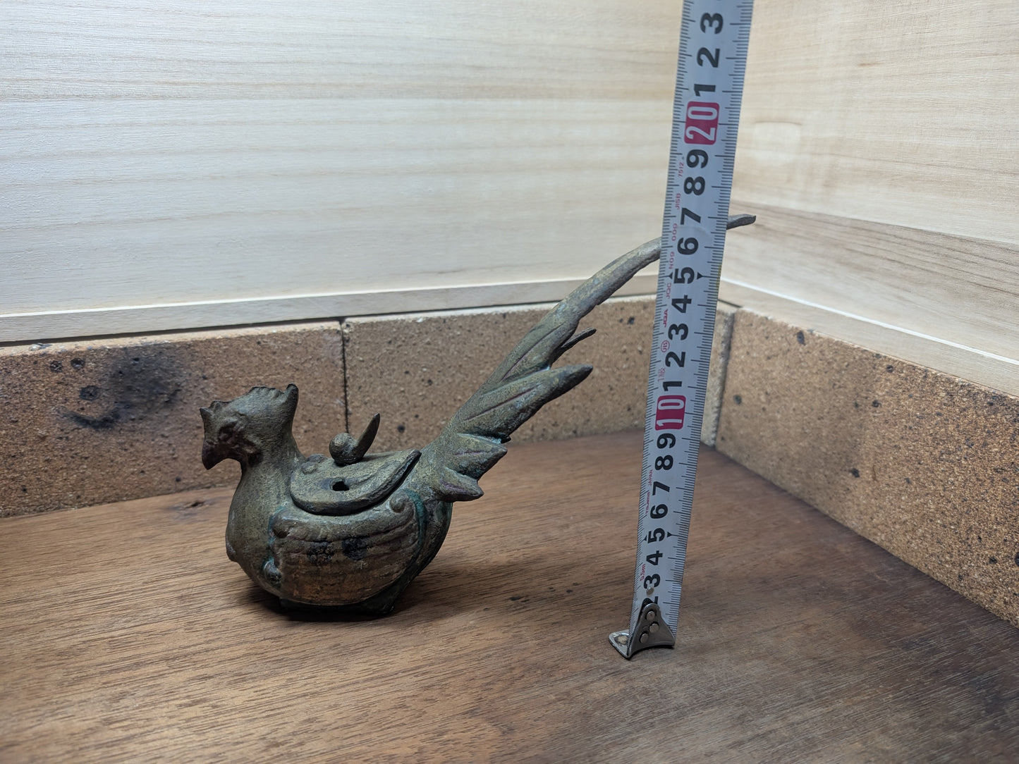 Japanese Antique rooster incense burner cast iron from 1910s to 1920s Made in Japan (C28)