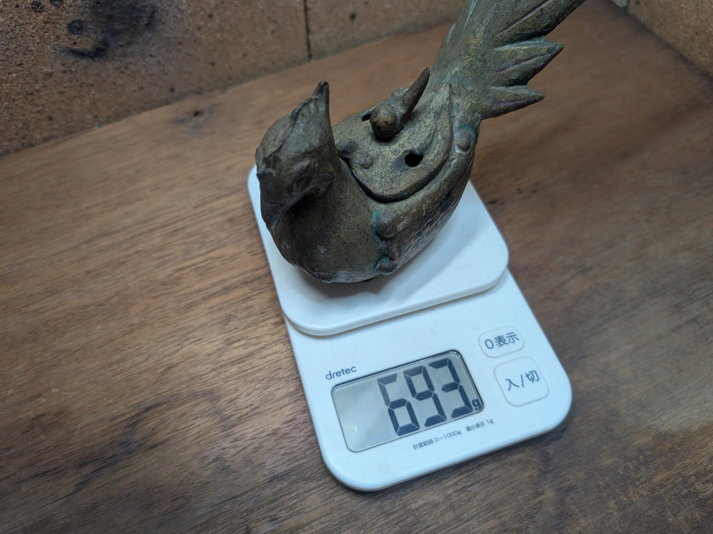 Japanese Antique rooster incense burner cast iron from 1910s to 1920s Made in Japan (C28)