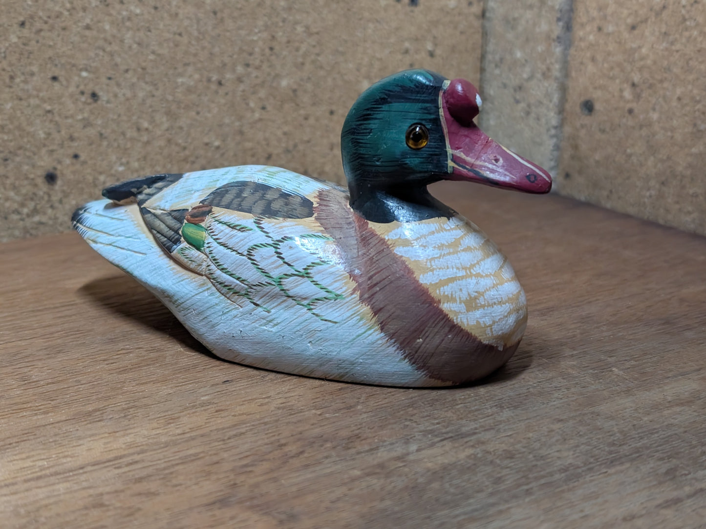 Japanese Vtg 1960 signed stone art sculpture Spot-billed Duck Made in Japan (C33)