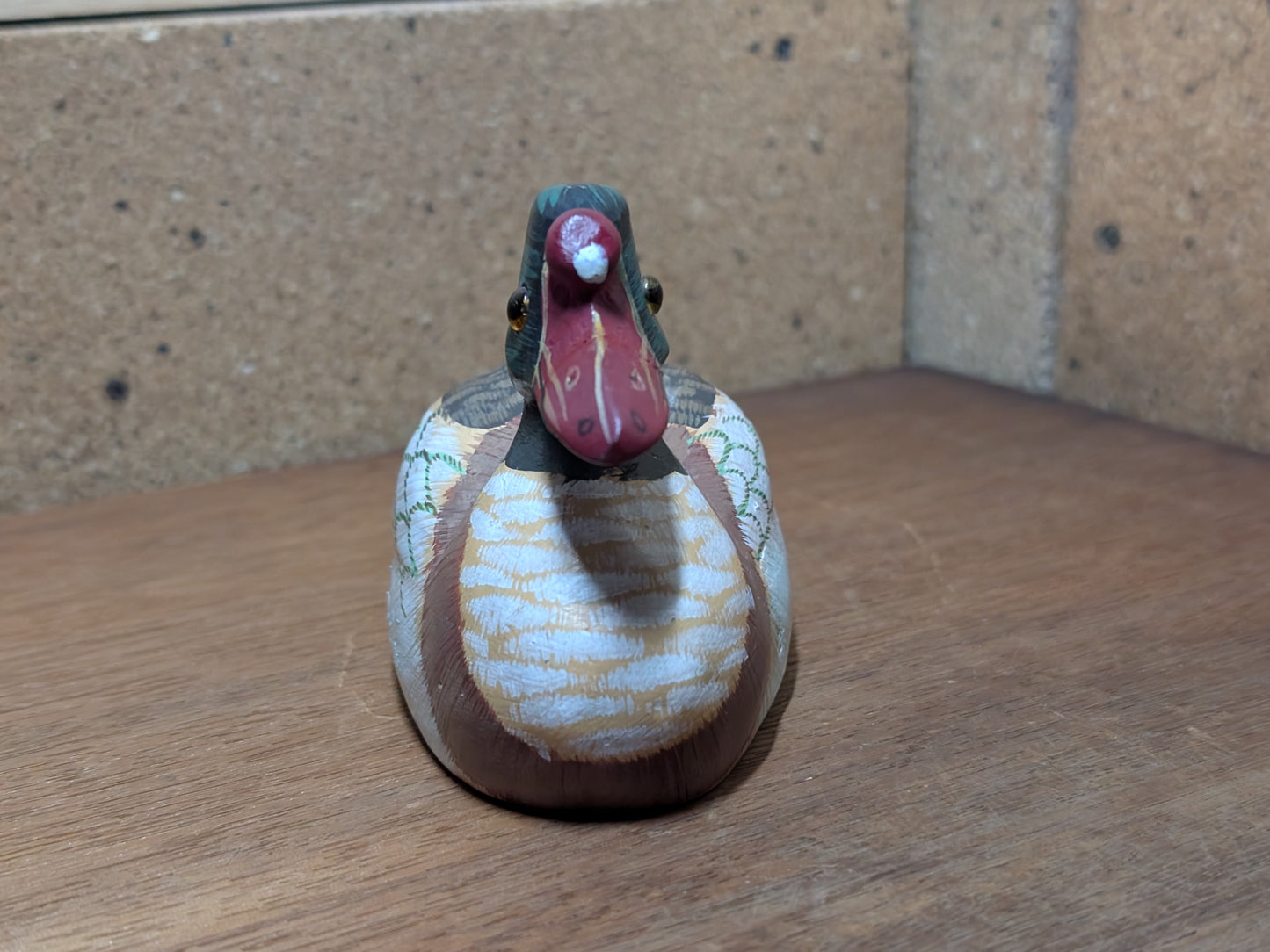 Japanese Vtg 1960 signed stone art sculpture Spot-billed Duck Made in Japan (C33)