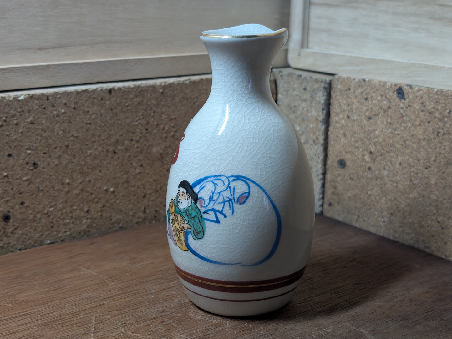 Japanese Sake bottle kutani Ceramic ware Vtg collectable made in Japan (E6)