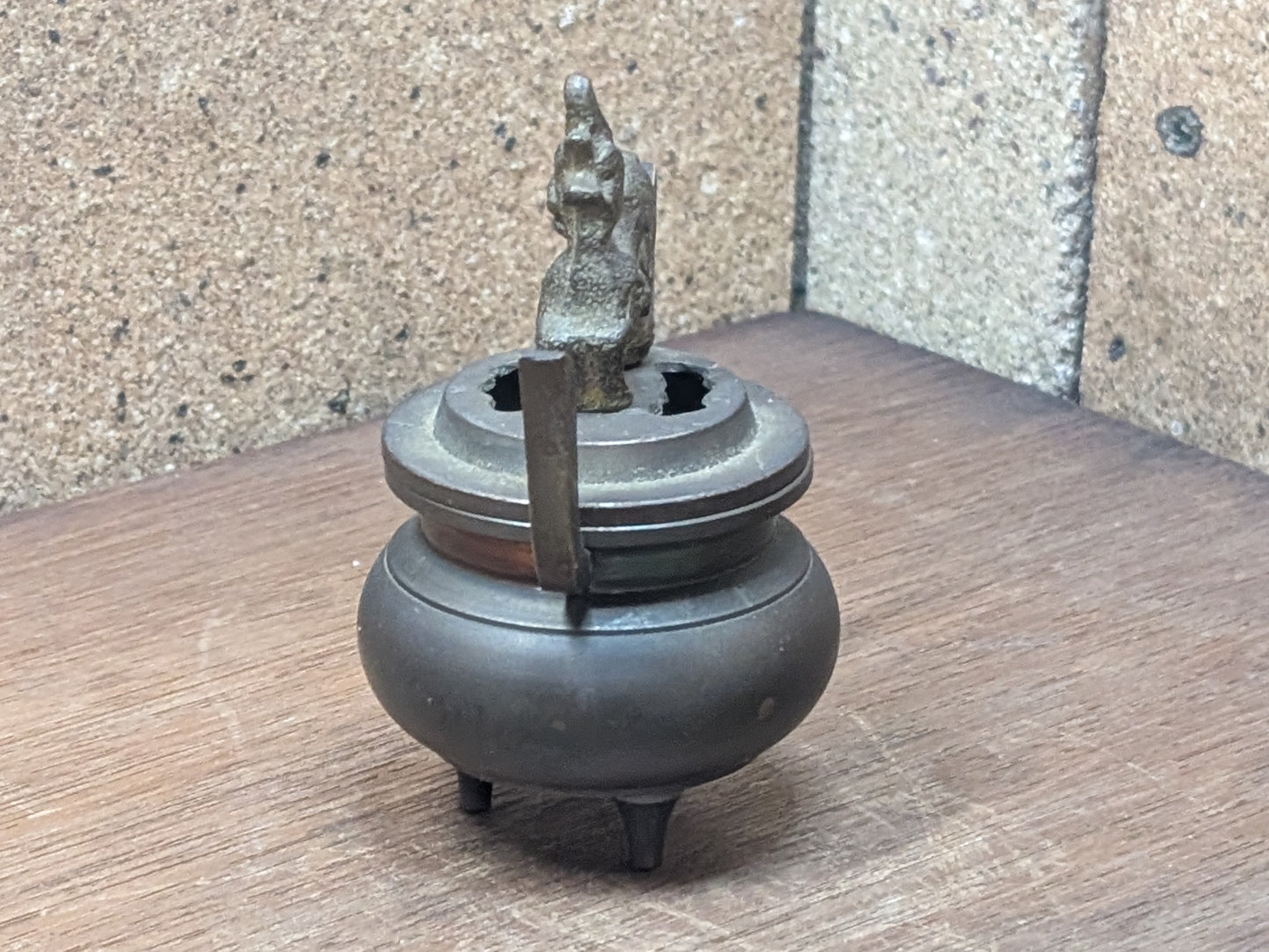 Japanese vintage 1950s mini size Buddhist incense burner Handmade Brass / Bronze Made in Japan (D1)