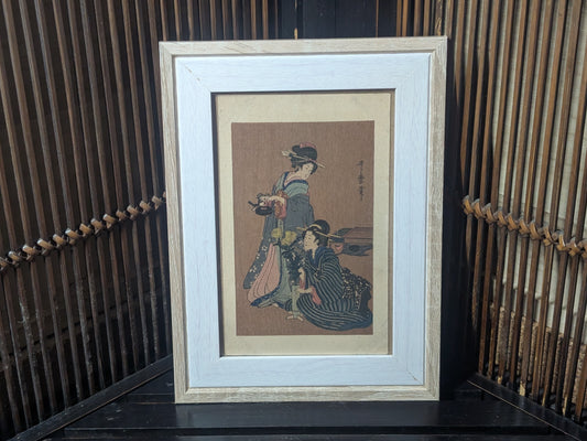 Japanese Geisha Wall Decor Postcard in Frame - Authentic Made in Japan, F2