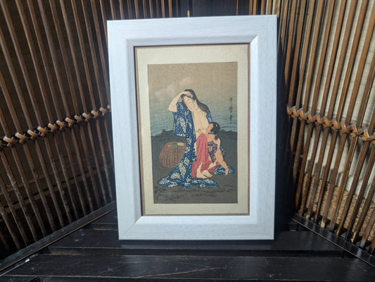 Japanese Geisha Wall Decor Postcard in Frame - Authentic Made in Japan, F3