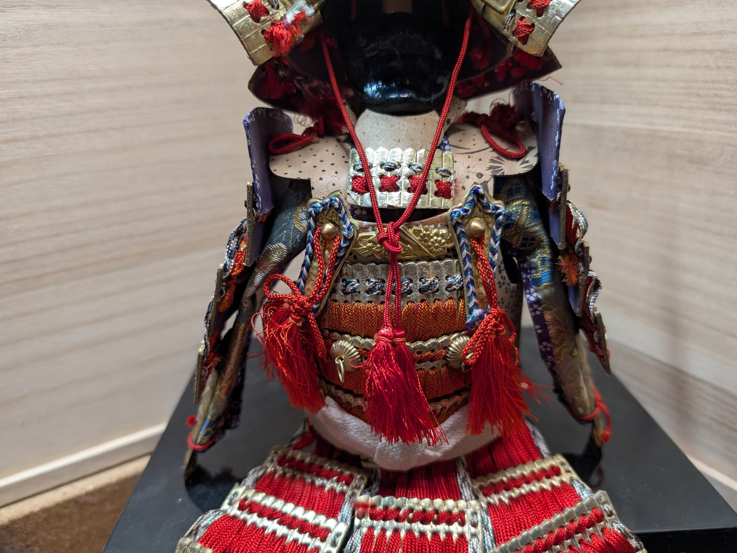 Antique Japanese doll Samurai Yoroi w/original wooden box Handmade Doll made in Japan (H1)