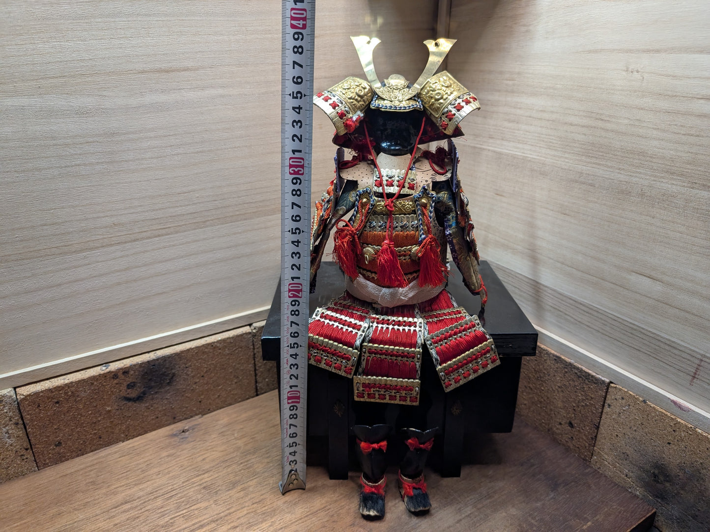 Antique Japanese doll Samurai Yoroi w/original wooden box Handmade Doll made in Japan (H1)