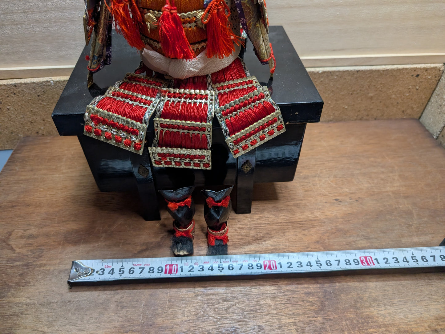 Antique Japanese doll Samurai Yoroi w/original wooden box Handmade Doll made in Japan (H1)