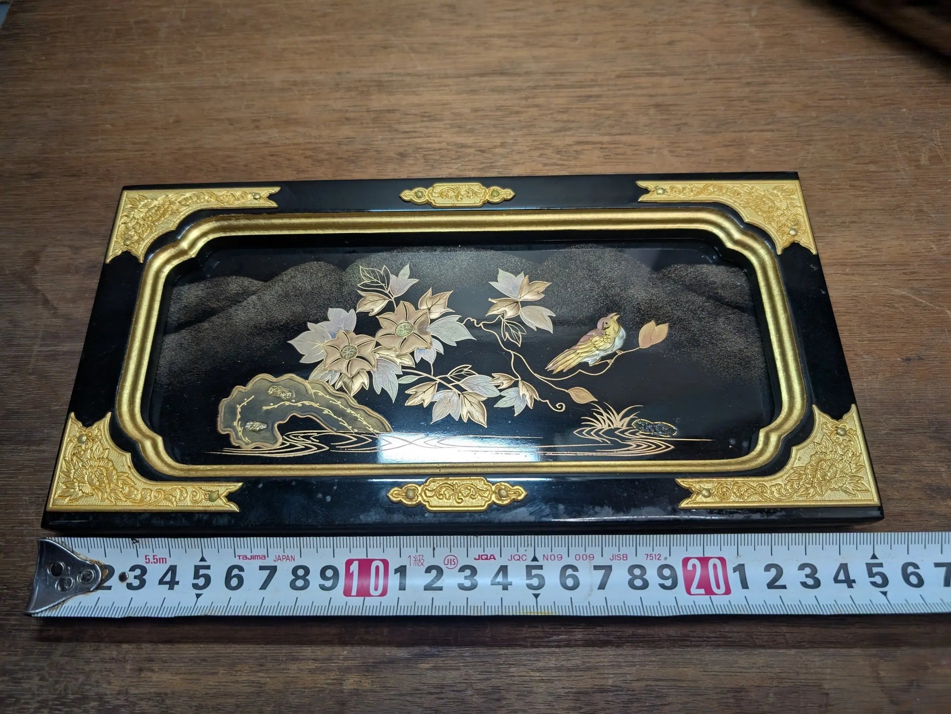 Japanese Antique 1937 Altar fitting drawer gold and shell painting made in Japan (AA7) 1900s store