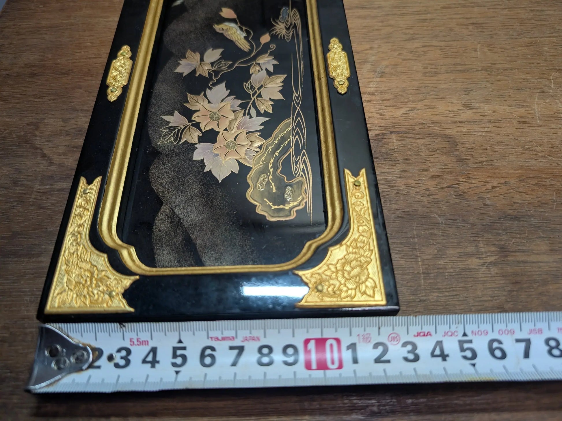 Japanese Antique 1937 Altar fitting drawer gold and shell painting made in Japan (AA7) 1900s store