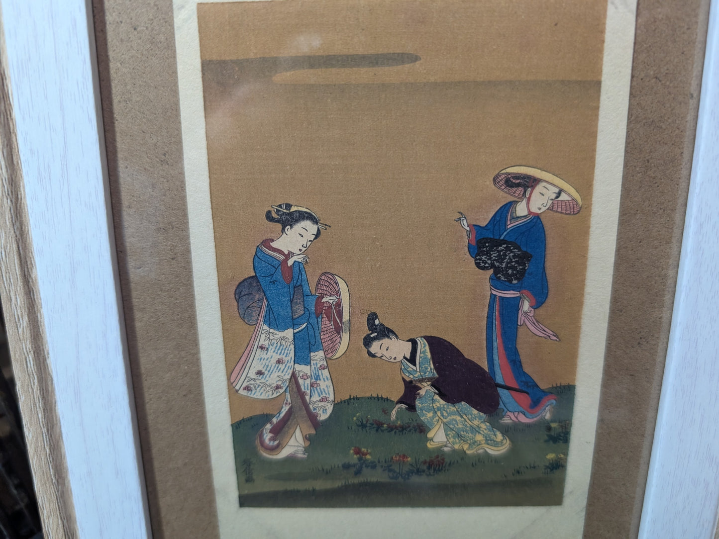 Japanese wall hanging Decor Authentic Traditional 1950s Postcard signed made in Japan (A140)