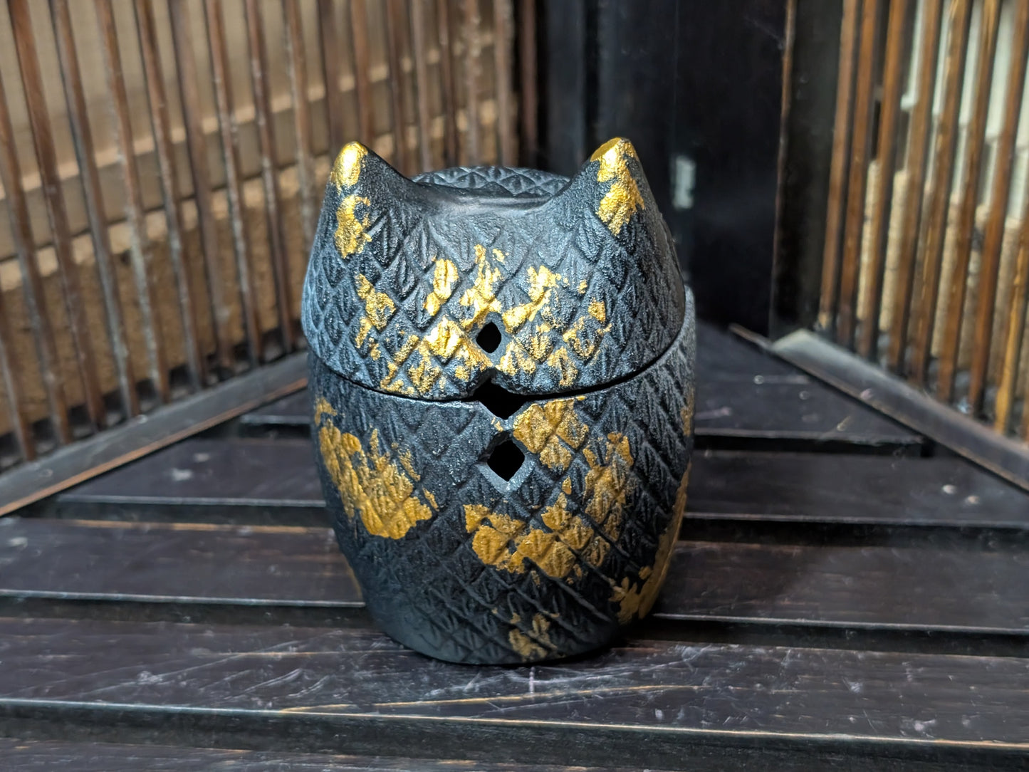 Japanese vintage Incense burner owl figurine steel owl incense burner Made in Japan (CC4)