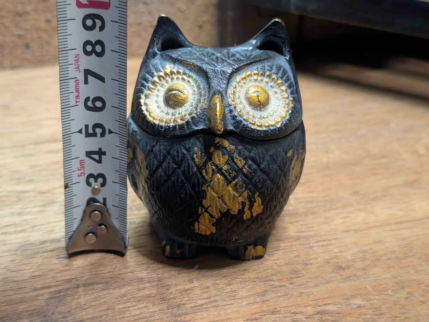 Japanese vintage Incense burner owl figurine steel owl incense burner Made in Japan (CC4)