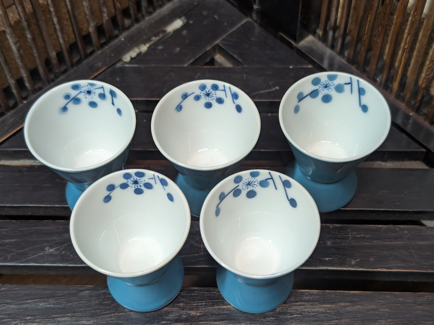 Japanese Blue Sake cups Traditional set imari signed Made in Japan CC5