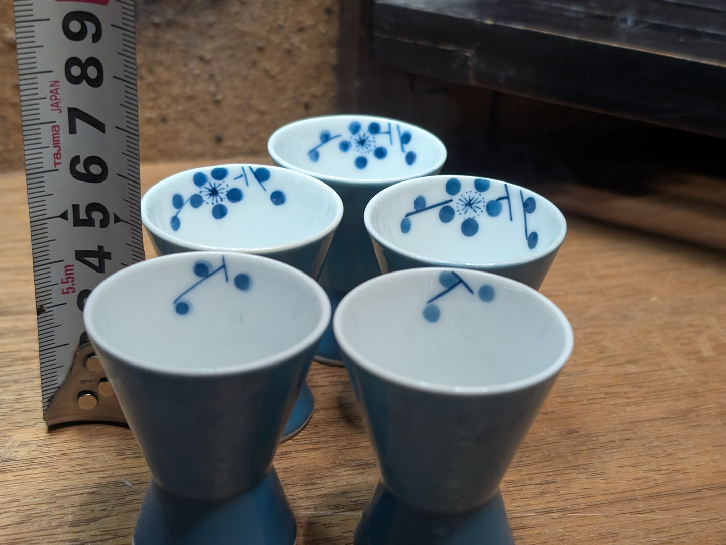 Japanese Blue Sake cups Traditional set imari signed Made in Japan CC5