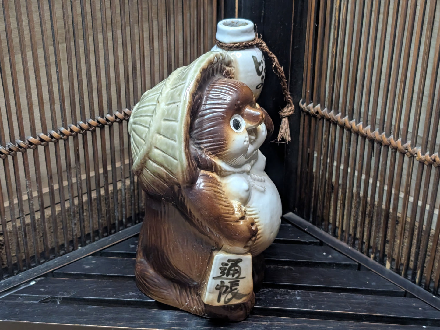 Japanese Raccoon Tanuki sake bottle Pottery Handmade ceramic unique  made in Japan (J3)