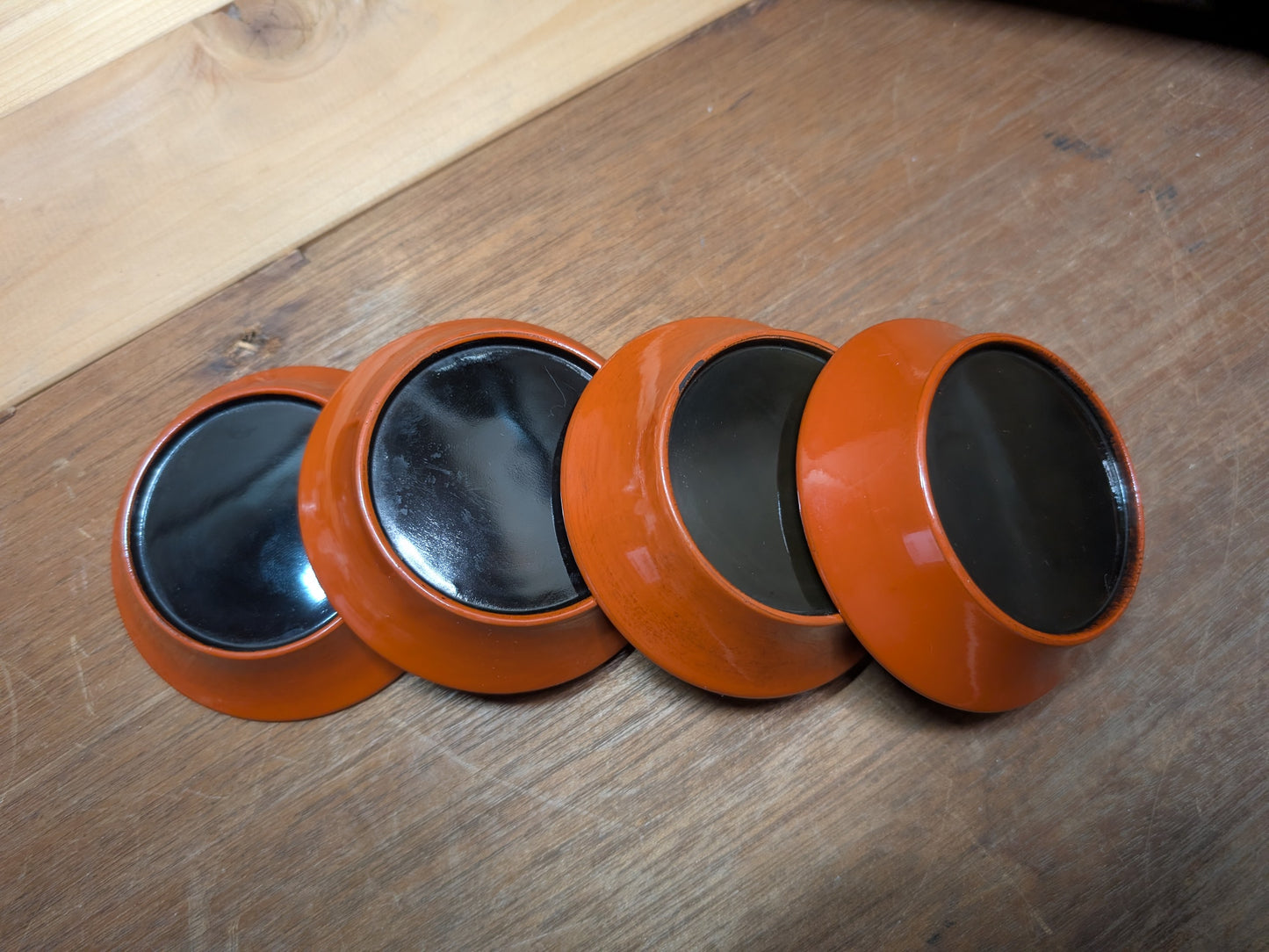 Japanese lacquerware small plates late 1800s with the original paper bag Made in Japan (CC9)