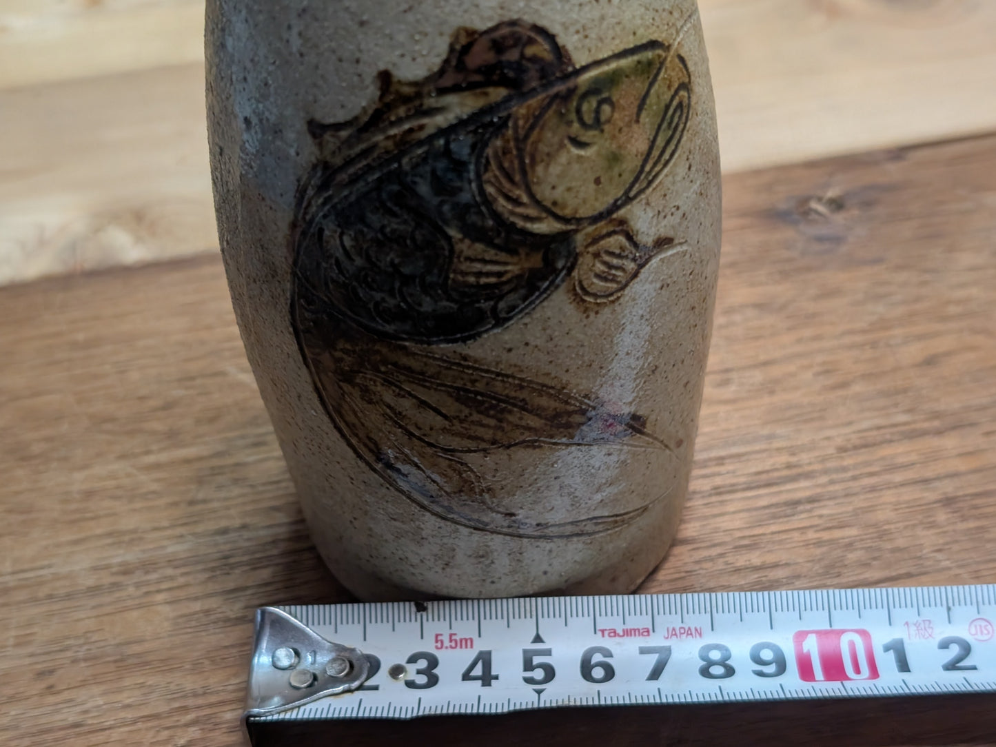 Japanese Pottery sake bottle Vintage Japan Signed Hand painted Ceramic sake bottle Made in Okinawa Japan (CC10)