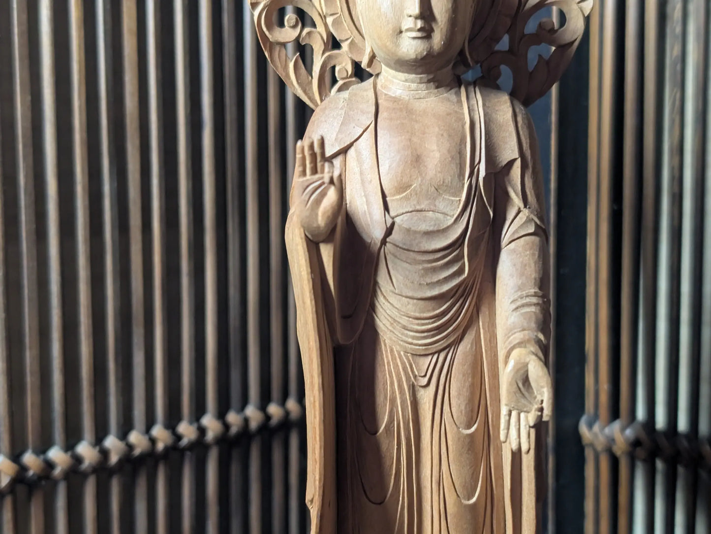 Japanese Wooden Buddha Statue Buddhist Altar fitting Hand Carved 1930s Order made made in Japan (K1) 1900s store