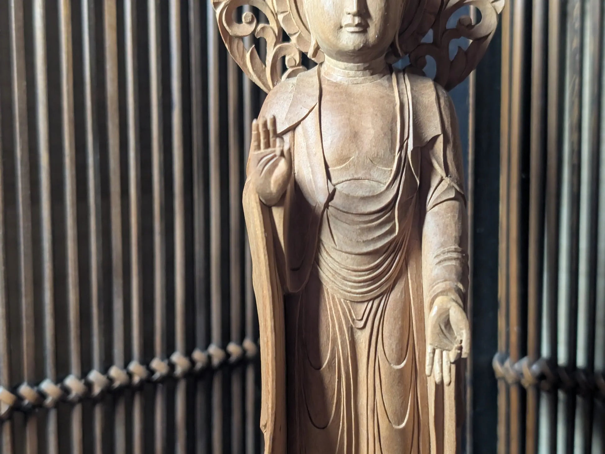 Japanese Wooden Buddha Statue Buddhist Altar fitting Hand Carved 1930s Order made made in Japan (K1) 1900s store