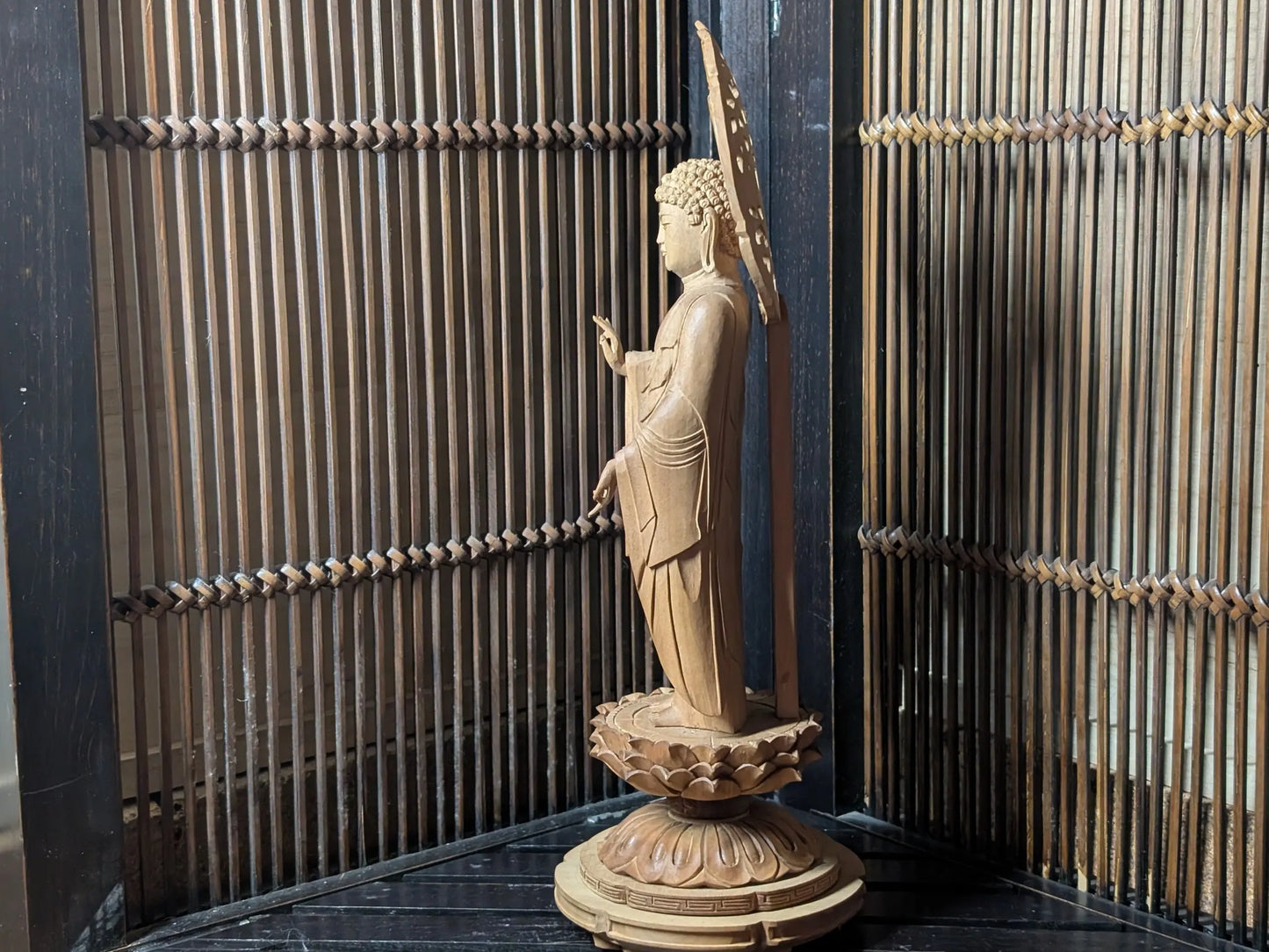 Japanese Wooden Buddha Statue Buddhist Altar fitting Hand Carved 1930s Order made made in Japan (K1) 1900s store