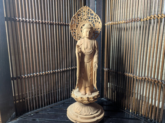 Extremely rare Authentic Japanese Wooden Buddha Statue 1930s Order made made in Japan K2