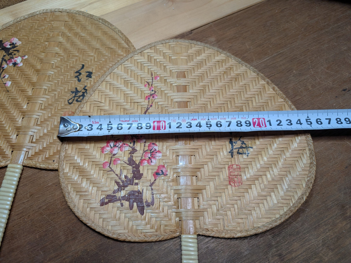 Japanese Vintage fan , Handmade Bamboo fan Hand painted Flower Bamboo fan set Made in Japan (D17)