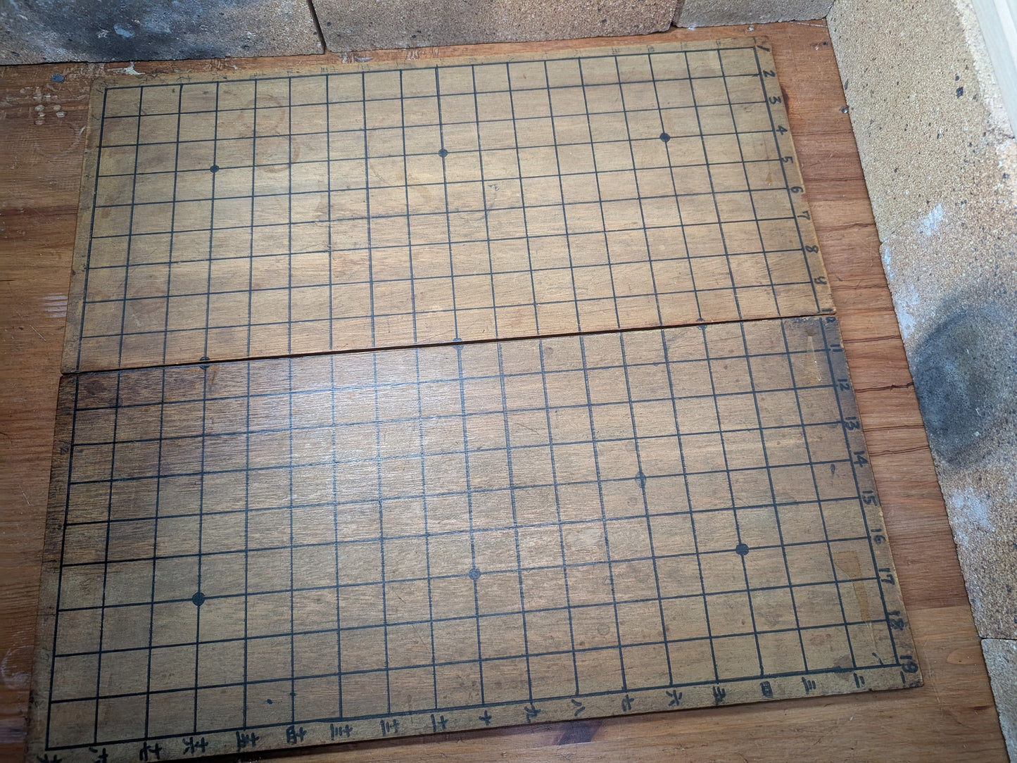 Japanese Vintage Go Game folding board W/ kanji & numbers Made in Japan (C45)