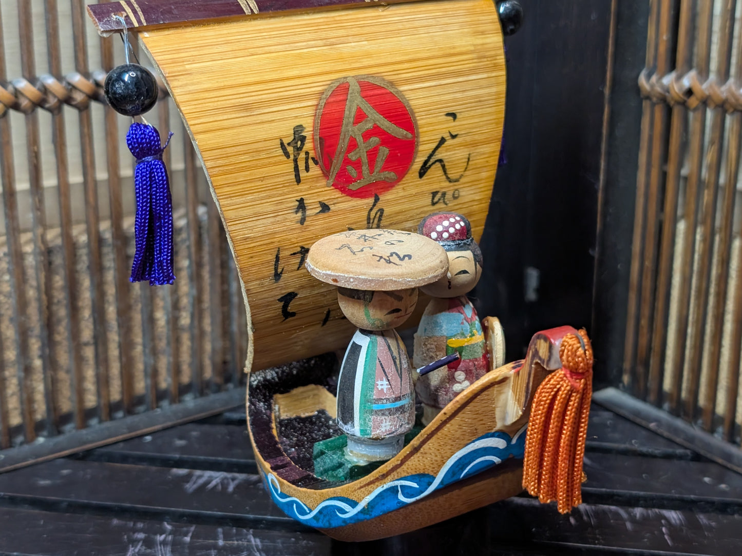 Japanese wooden doll kokeshi Oct.1959 signed made in Japan RARE !! (N9)