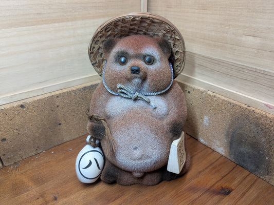 Japanese Raccoon Tanuki vintage ceramic sculpture Extremely rare 1960s Made in Japan (E14)