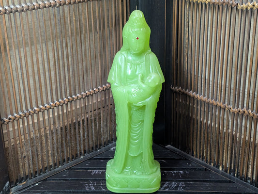 Japanese Buddha Statue Vintage 1983 Green Handmade signed made in Japan (E15)