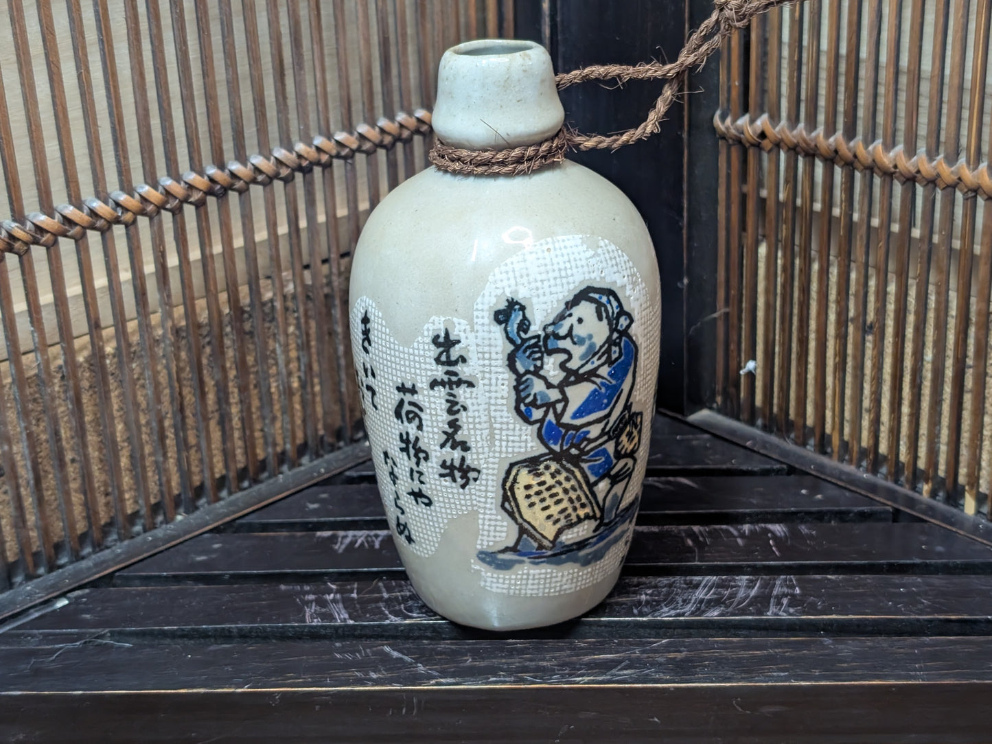 Japanese Sake bottle Ceramic ware Hand painted collectable Vintage 1960s bottle made in Japan (S17)