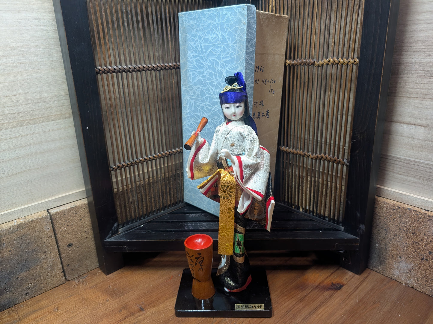 Japanese doll kokeshi Nov.1966 signed Handmade wooden Traditional made in Japan RARE !! (G2)