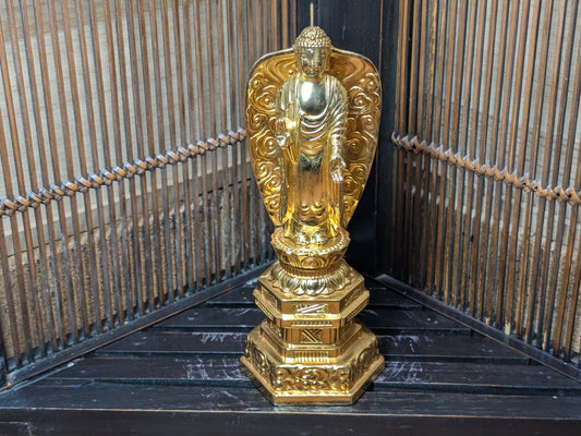 Japanese Buddha Statue 1960s Brass Gold color Made in Japan P3