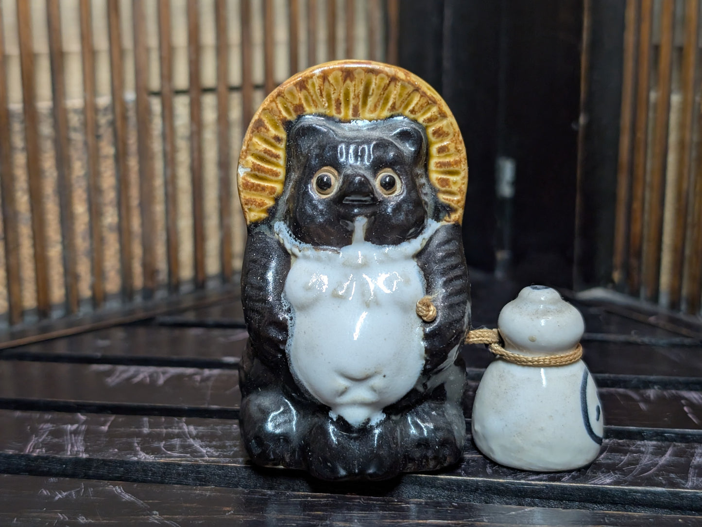 Japanese Raccoon Tanuki Miniature Figurine Shigaraki ware  ceramic made in Japan (P7)