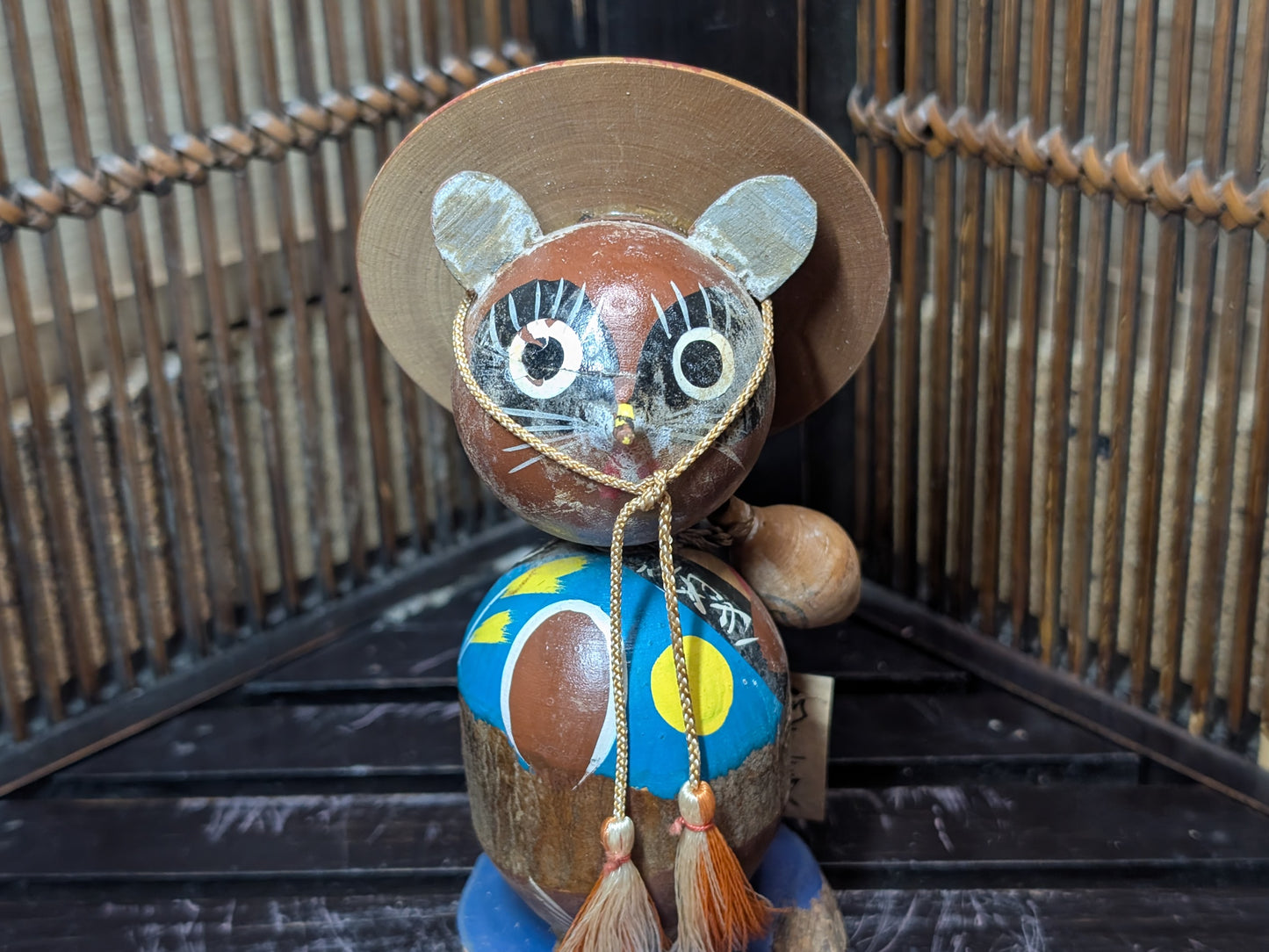 Japanese Wooden Doll Kokeshi Raccoon Tanuki 1960s  Made in Japan (P13)