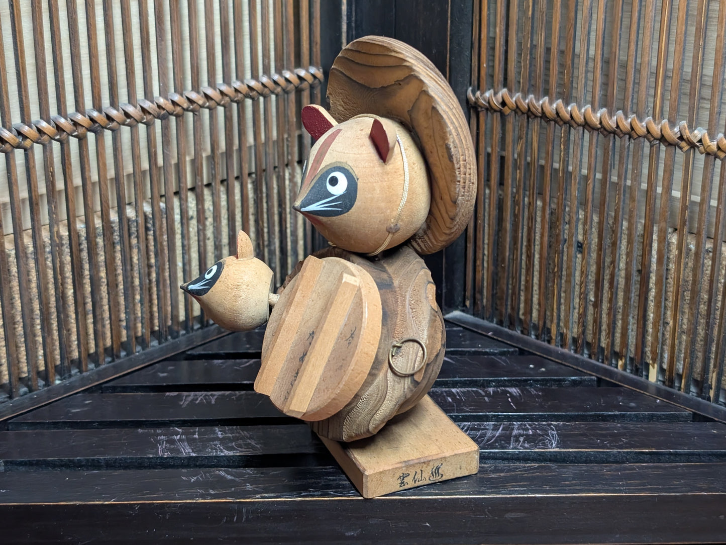 Japanese Wooden Doll Kokeshi Raccoon Tanuki 1980s Made in Japan (P14)