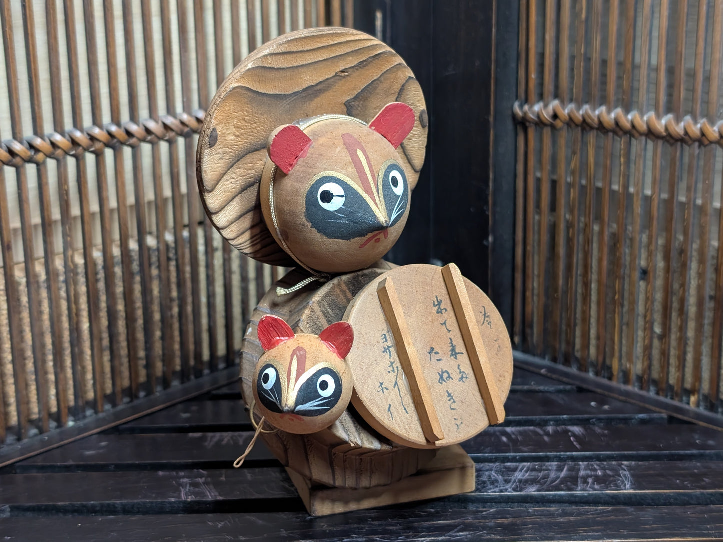 Japanese Wooden Doll Kokeshi Raccoon Tanuki 1980s Made in Japan (P14)