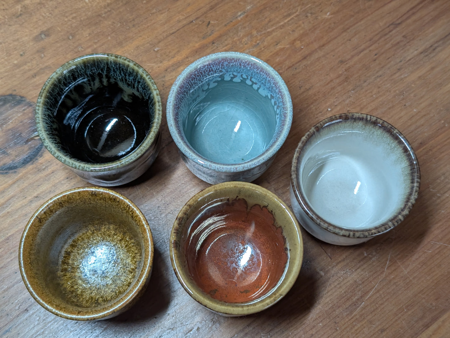 Japanese Sake Cups Vtg Handmade pottery 1970s Made in Japan (P15)