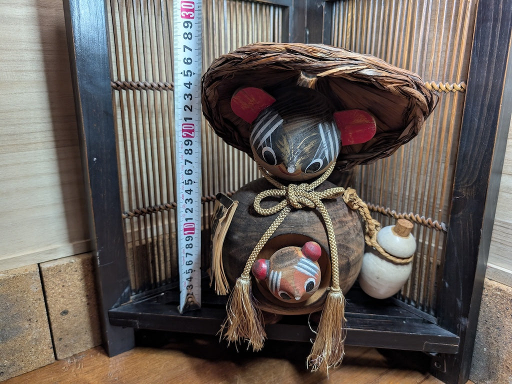 Wooden Raccoon Kokeshi Doll, Made in Japan rare & Unique V8