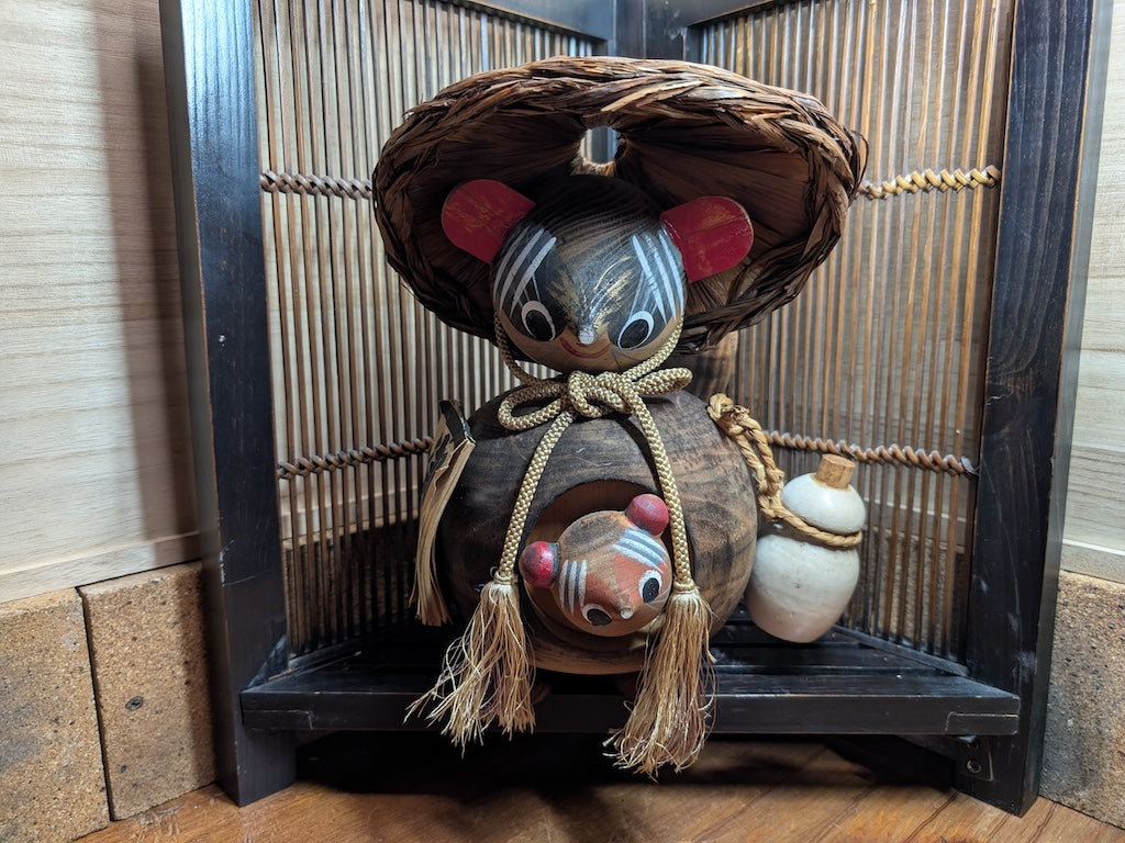 Wooden Raccoon Kokeshi Doll, Made in Japan rare & Unique V8